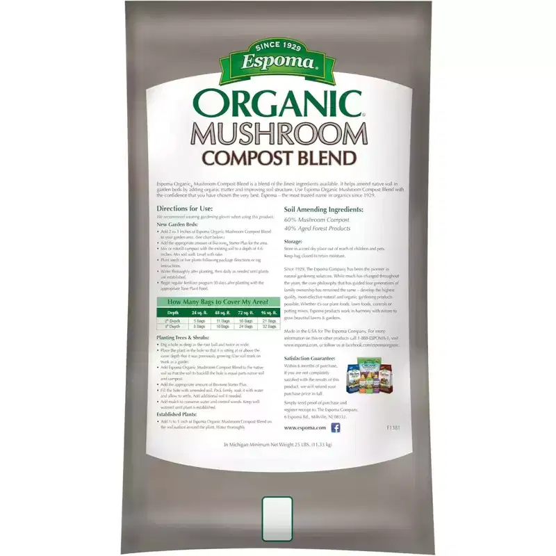 Espoma Organic All Natural & Organic Mushroom Compost Blend, 0.75 cu ft