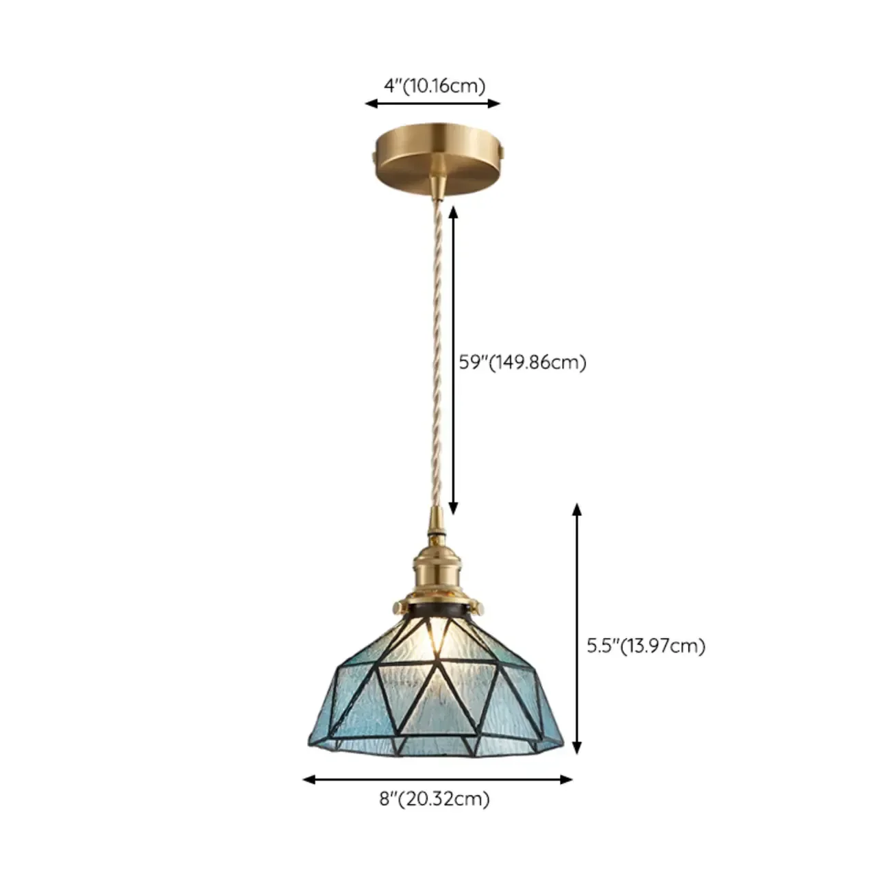 Modern Height Adjustable Blue Glass Kitchen Pendant Lighting