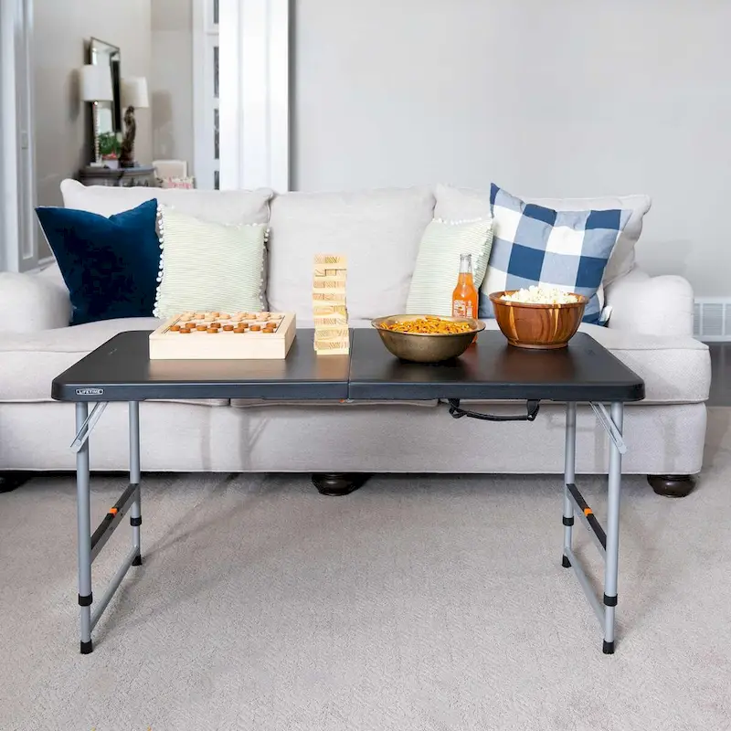 Lifetime 4-Foot Fold-In-Half Adjustable Table, Black (Light Commercial)