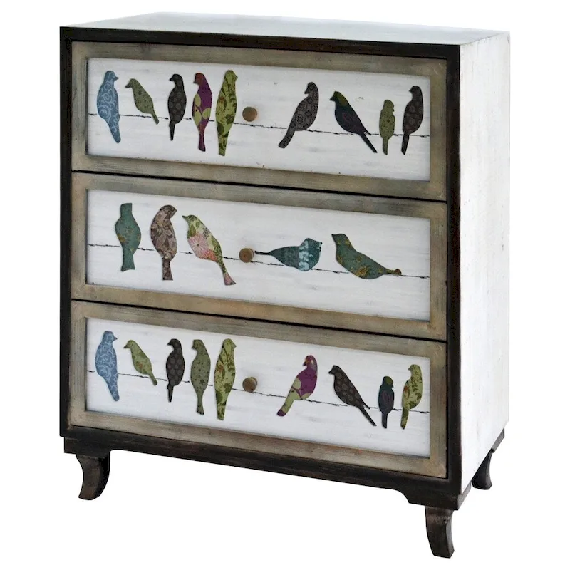 Mutil-color Wood 3-drawer Painted Chest
