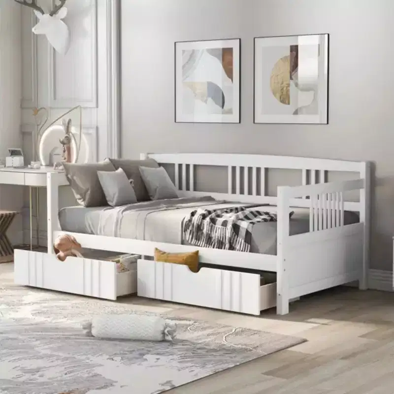 Luxystar Modern Full Size Wood Daybed Bed with 2 Drawers for Living Room and Guest Room,