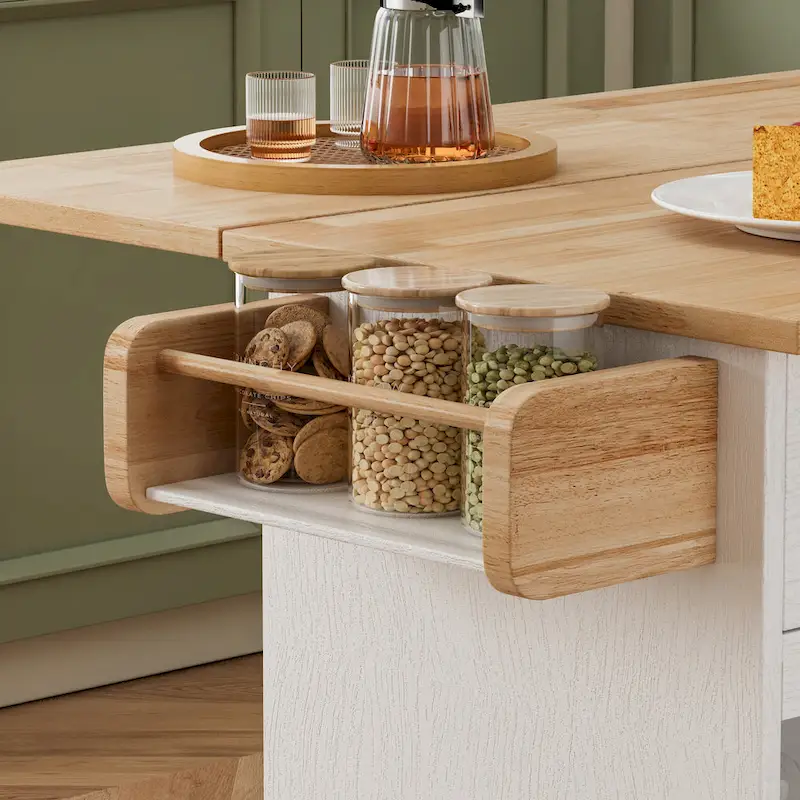 44 Inch Kitchen Island Cart With Solid Wood Top(no include stool)