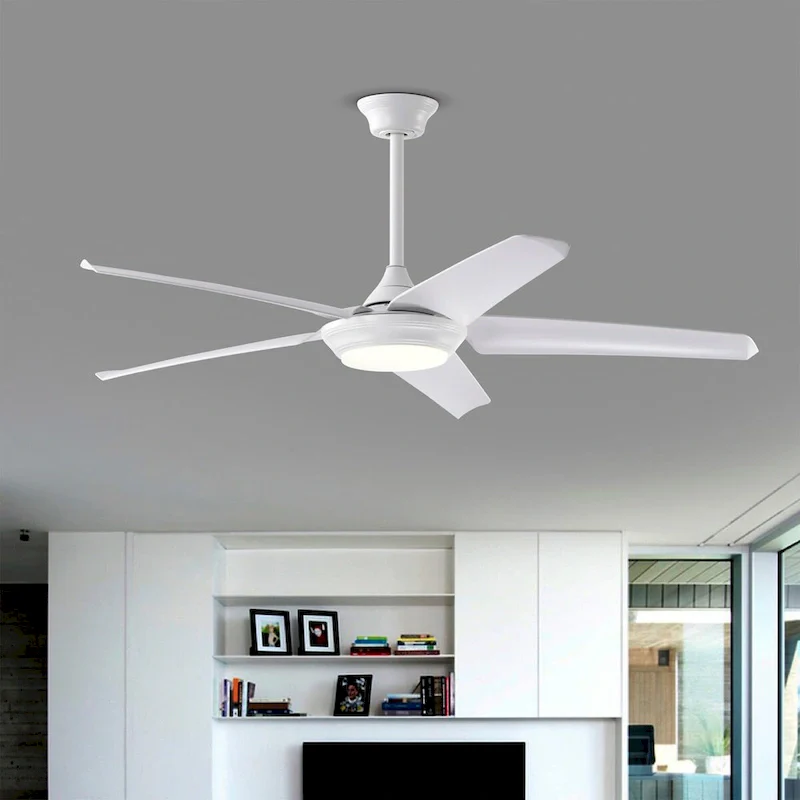 Aisling Modern White Lighted Ceilng Fan 5-Blades LED Remote Control