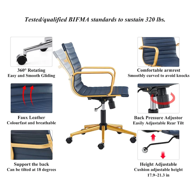 LUXMOD Ribbed Home Office Computer Chair Desk Chair