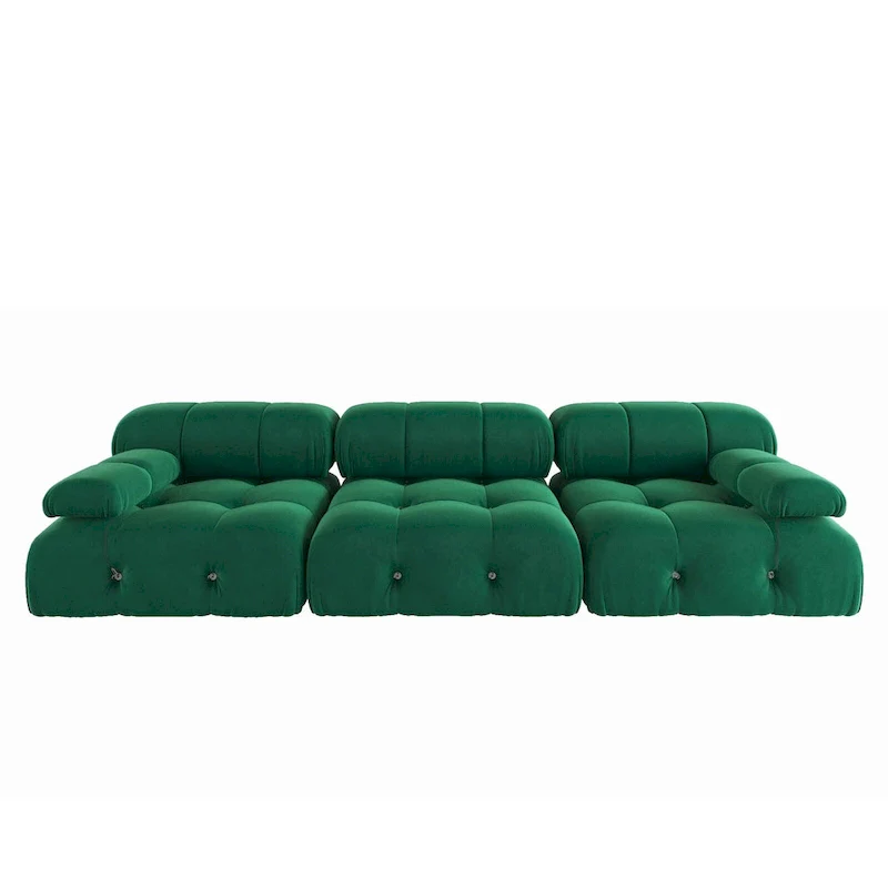 Velvet Sectional Sofa Reversible Modular Couch, Green