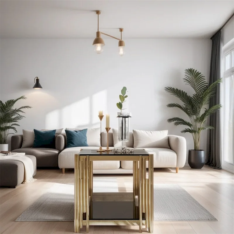 20 Stainless Steel Tempered Glass End Table