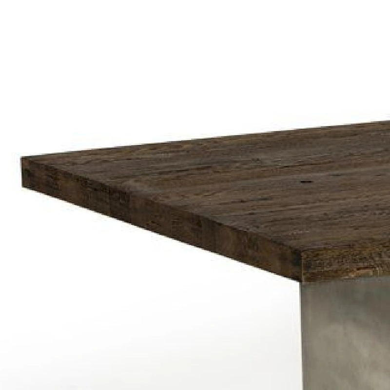 Cid Ari Dining Table, Concrete Base 118 Inch Rectangular Brown Oak Top