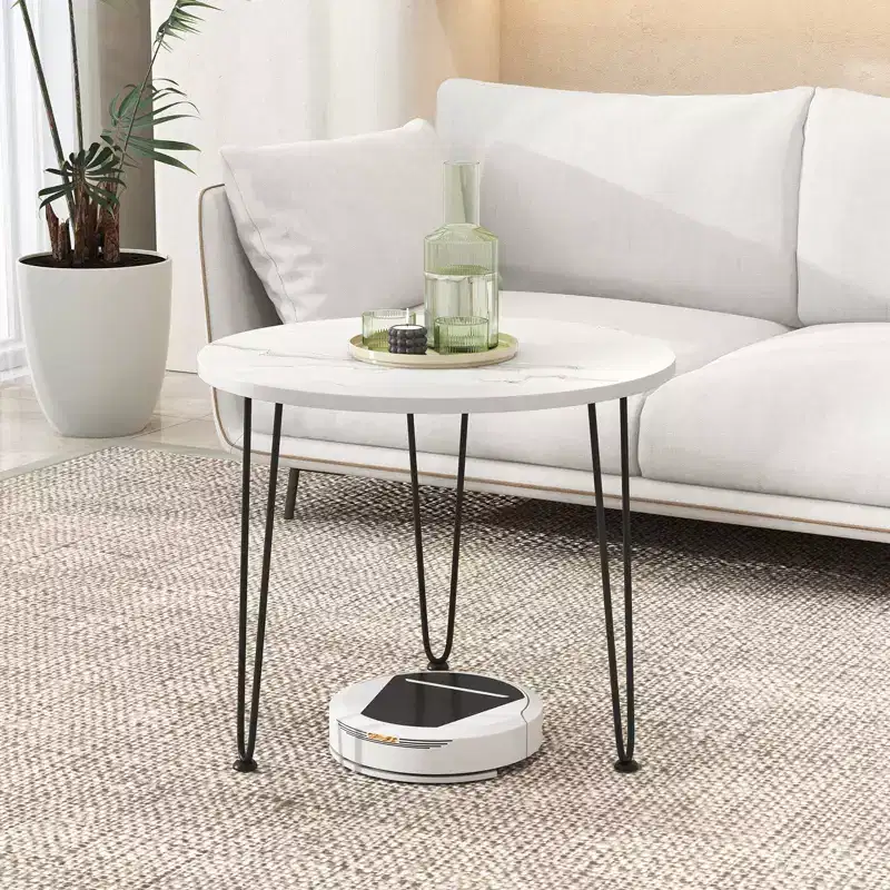 Costway Faux Marble Coffee Table with Metal Legs for Living Room Office White