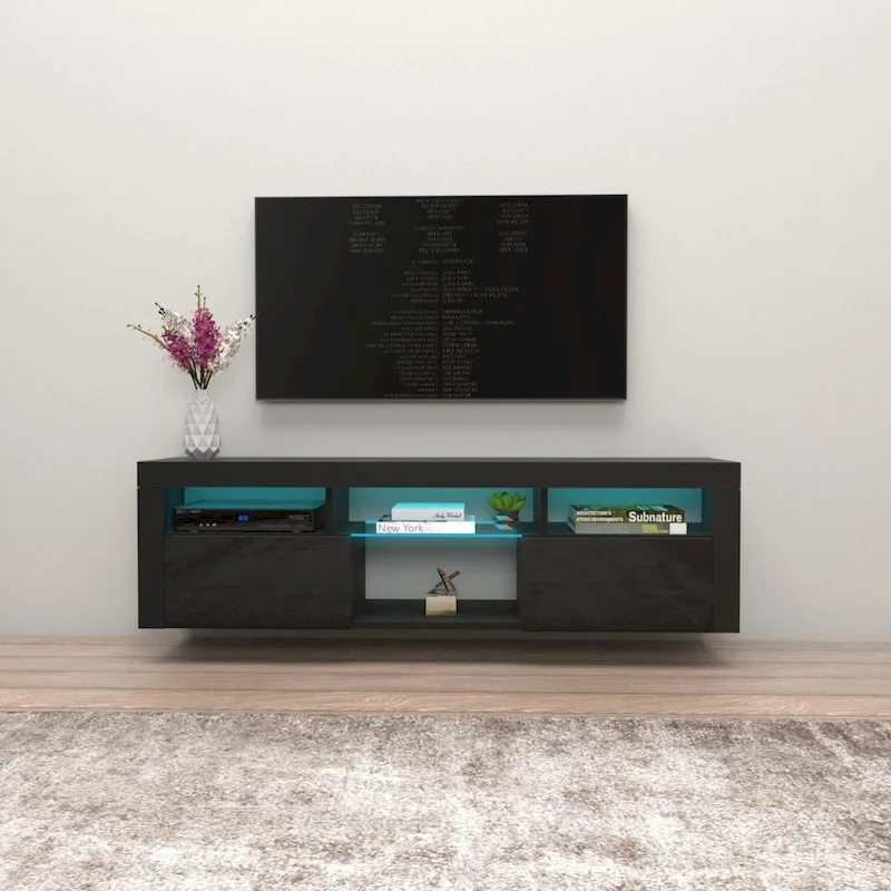 Wall Mounted Floating 63 TV Stand with 16 Color LEDs