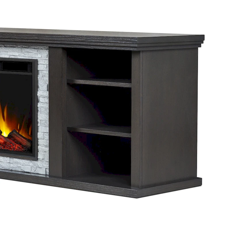 Kenai 72 Electric Slim Fireplace TV Stand in Dark Oak by Real Flame
