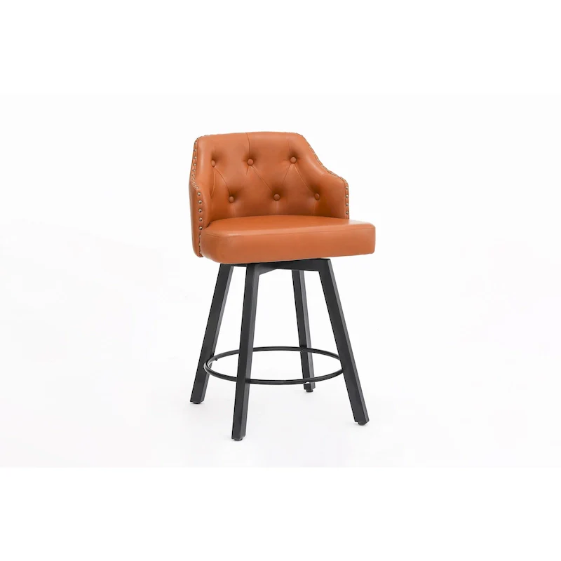 Set of 2 Backless Counter Stools, Farmhouse Style – Brown / White / Black