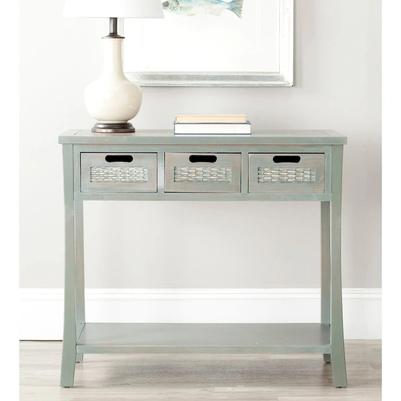 SAFAVIEH Lanie Distressed 3-Drawer Black Console Table - 34