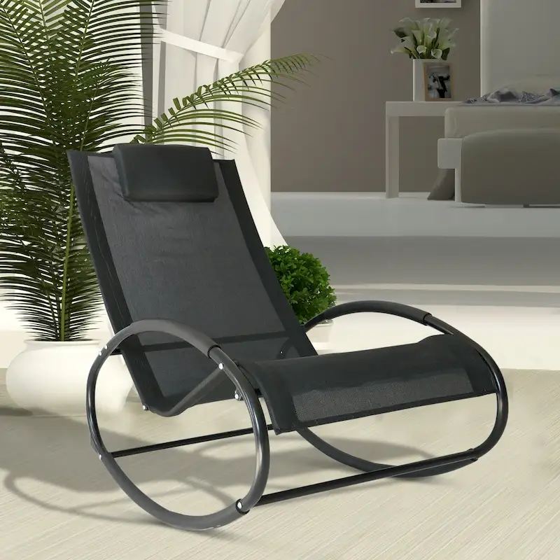 Outsunny Orbital Zero Gravity Patio Rocking Lounge Chair with Pillow