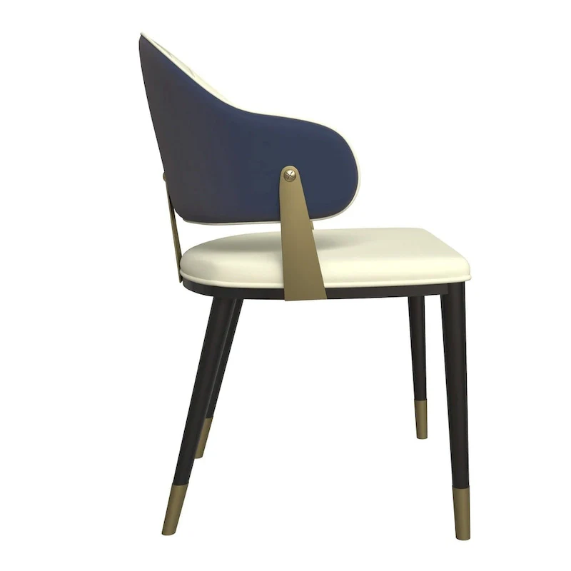 Leather Dining Chair in Iron with Gold Accents Design Modern Ergonomic Side Chair