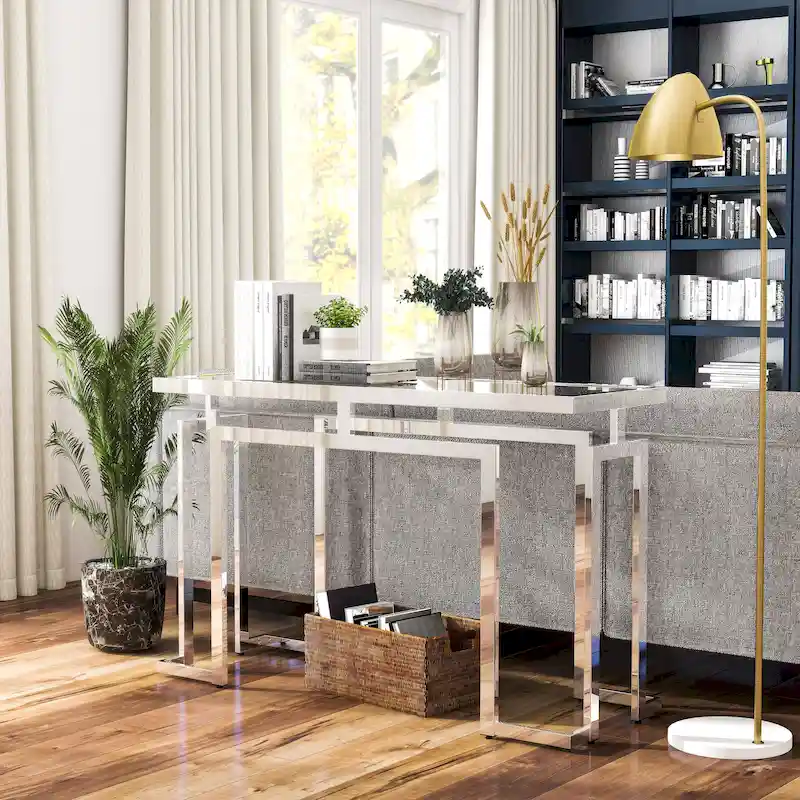 Contemporary 52-inch Glass Top Sofa Table