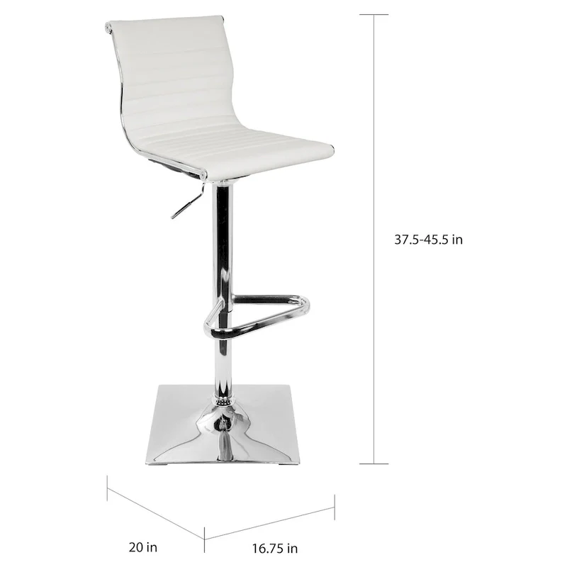 Black / White / Grey Adjustable Swivel Bar Stool, Faux Leather, Single Seat