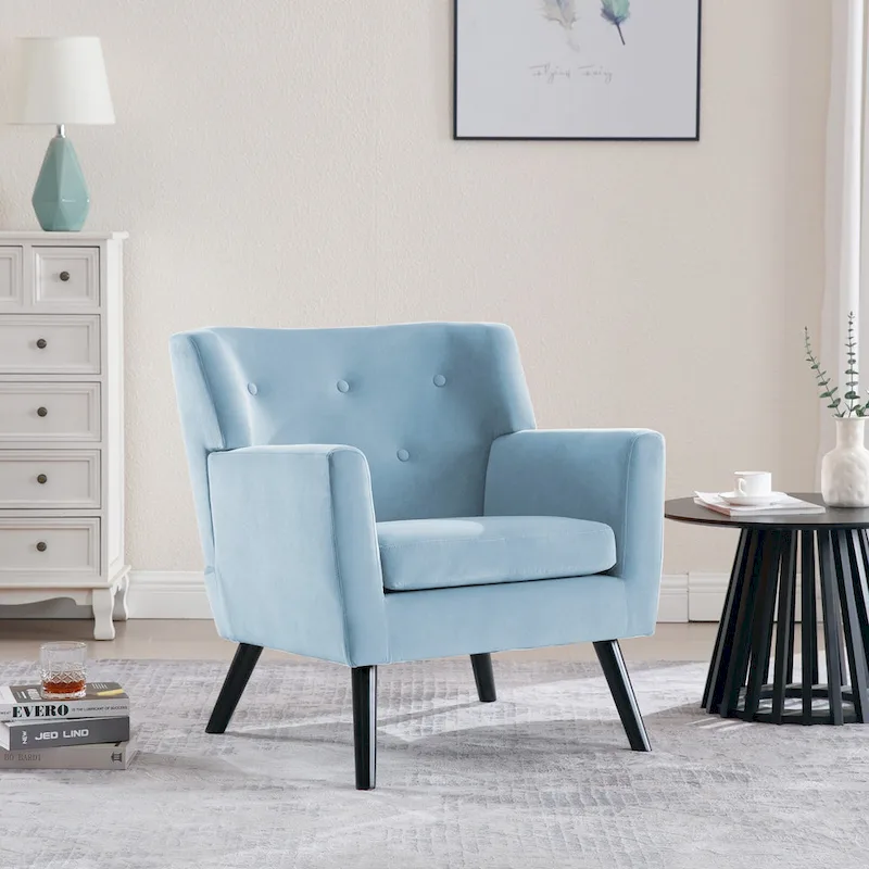 Velvet Upholstered Armchair Tufted Accent Chair, Set of 2 - 30.71H x 28.35 W x 27.56D