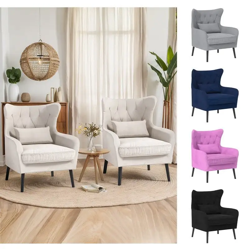 2-Piece Modern Velvet Living Room Couch Set Upholstered