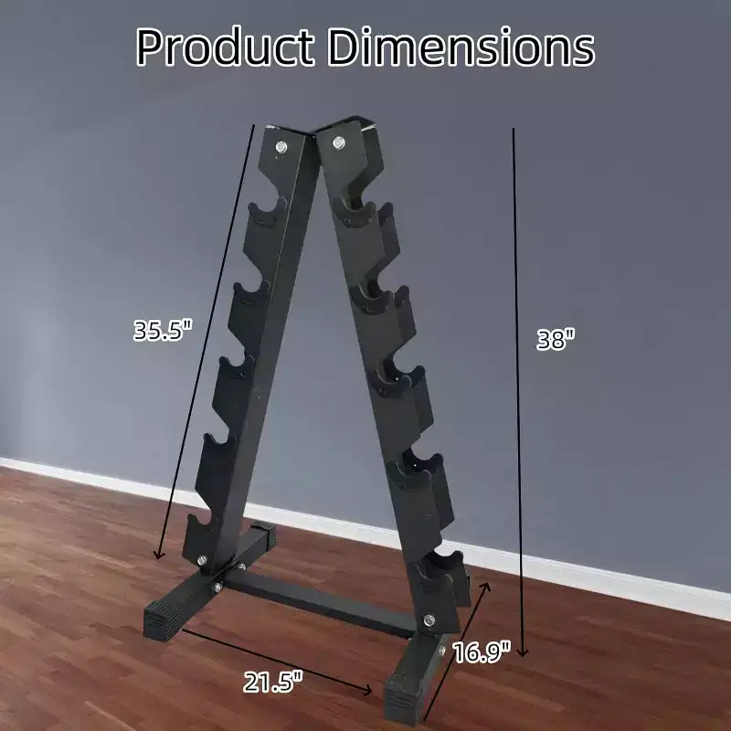 Black Carbon Steel 5-Tier Dumbbell Rack - For Home Gym Equipment Storage