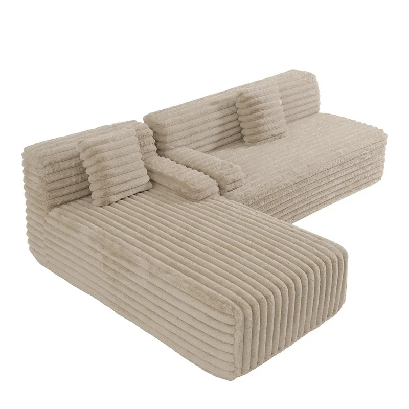 Cloud Sectional Sofa, Modern Upholstered Couch with 2 Throw Pillows, Free-Combined Sofa, Modular Sectional L Shaped Couch