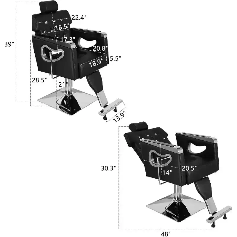 Karl Home Heavy Duty Reclining Barber Chair Salon Chair with Headrest Height Adjustable