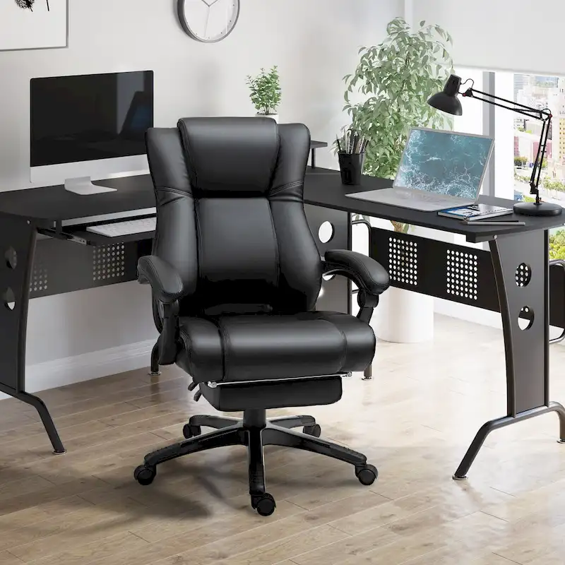 Executive High Back Office Chair Executive Computer Desk Chair with Adjustable Height and Retractable Footrest