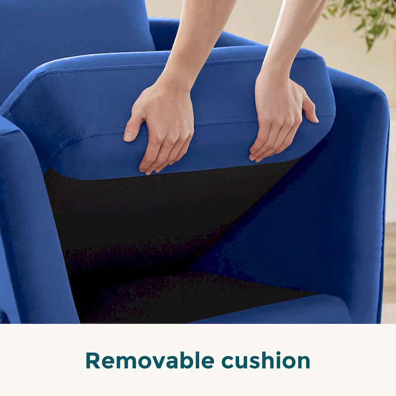 Mid-Century Modern Upholstered Accent Armchair with Rubber Wood Legs