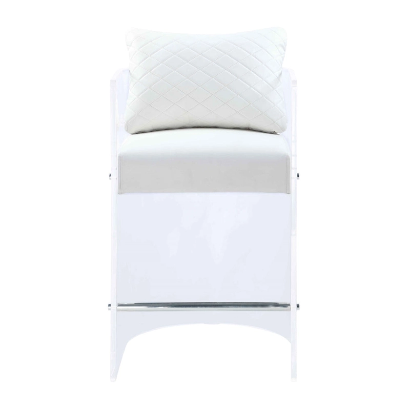 Somette Acrylic Counter Height Stool with Plush White Upholstery - N/A