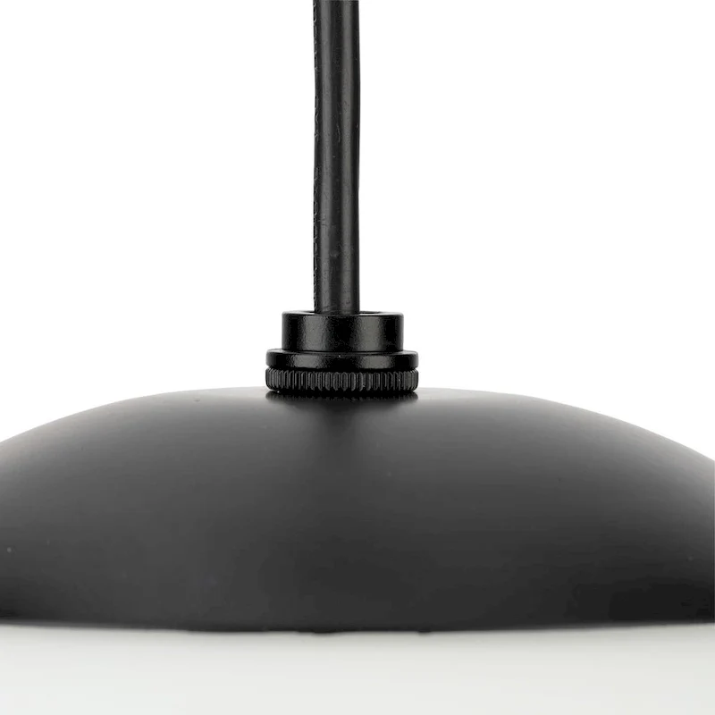 Atwell Collection Matte Black and Opal Glass Globe Large Hanging Pendant Light - 12 in x 12 in x 12.5 in
