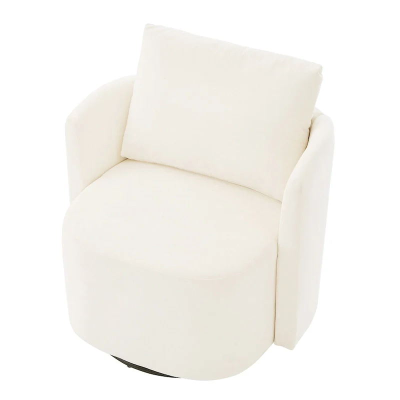 360 Swivel Chair, 29.9 Accent Barrel Armchair, Upholstered Swivel Sofa Chair with Curved Design