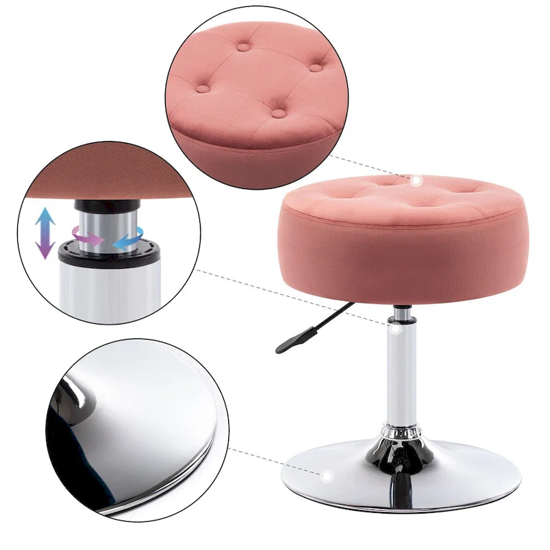 Adjustable Height Round Ottoman Swivel Vanity Stool