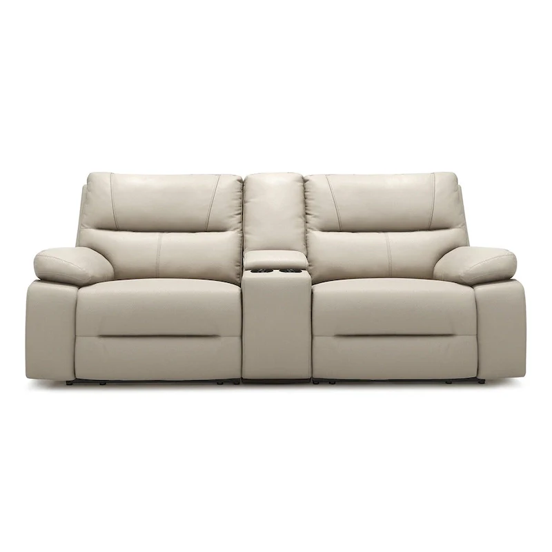Leather Power Reclining Loveseat with Console and Cup Holders