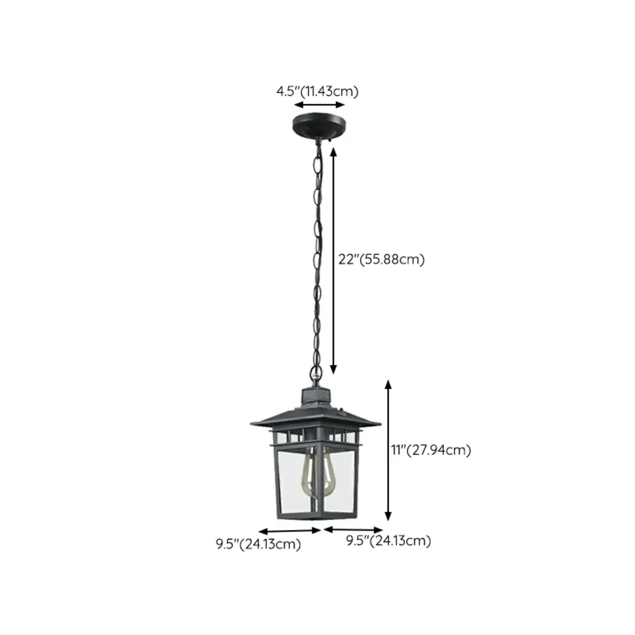 Industrial Black Metal Courtyard Pendant Lights in Adjustable
