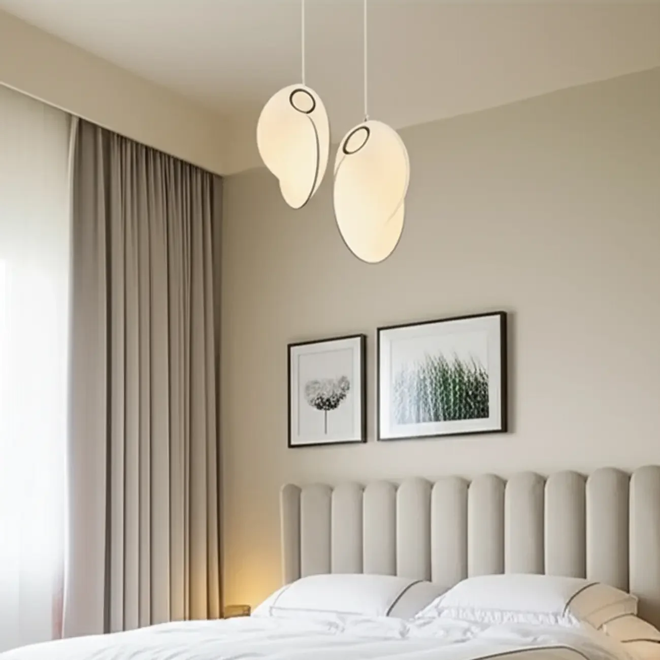 Modern White Fabric Adjustable Living Room Pendant Light