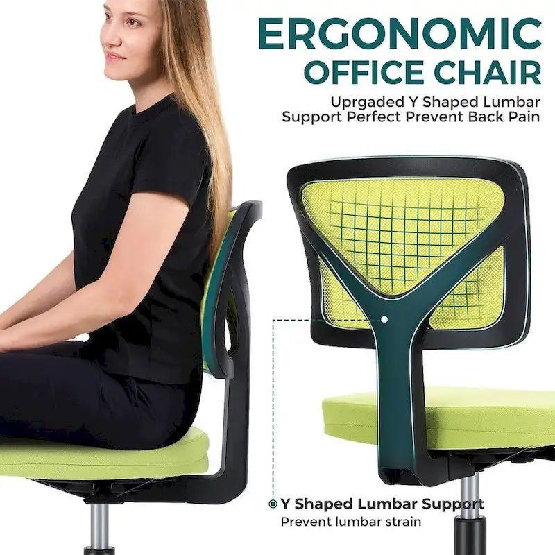 Armless Small Office Desk Chair with Back