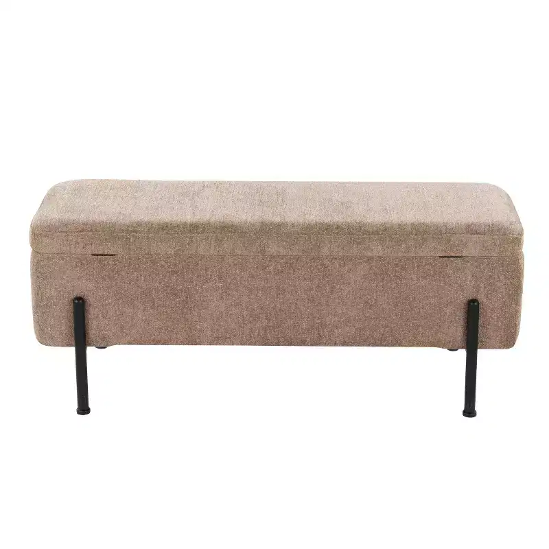 LumiSource Daniella Bench Black Steel/Brown Fabric
