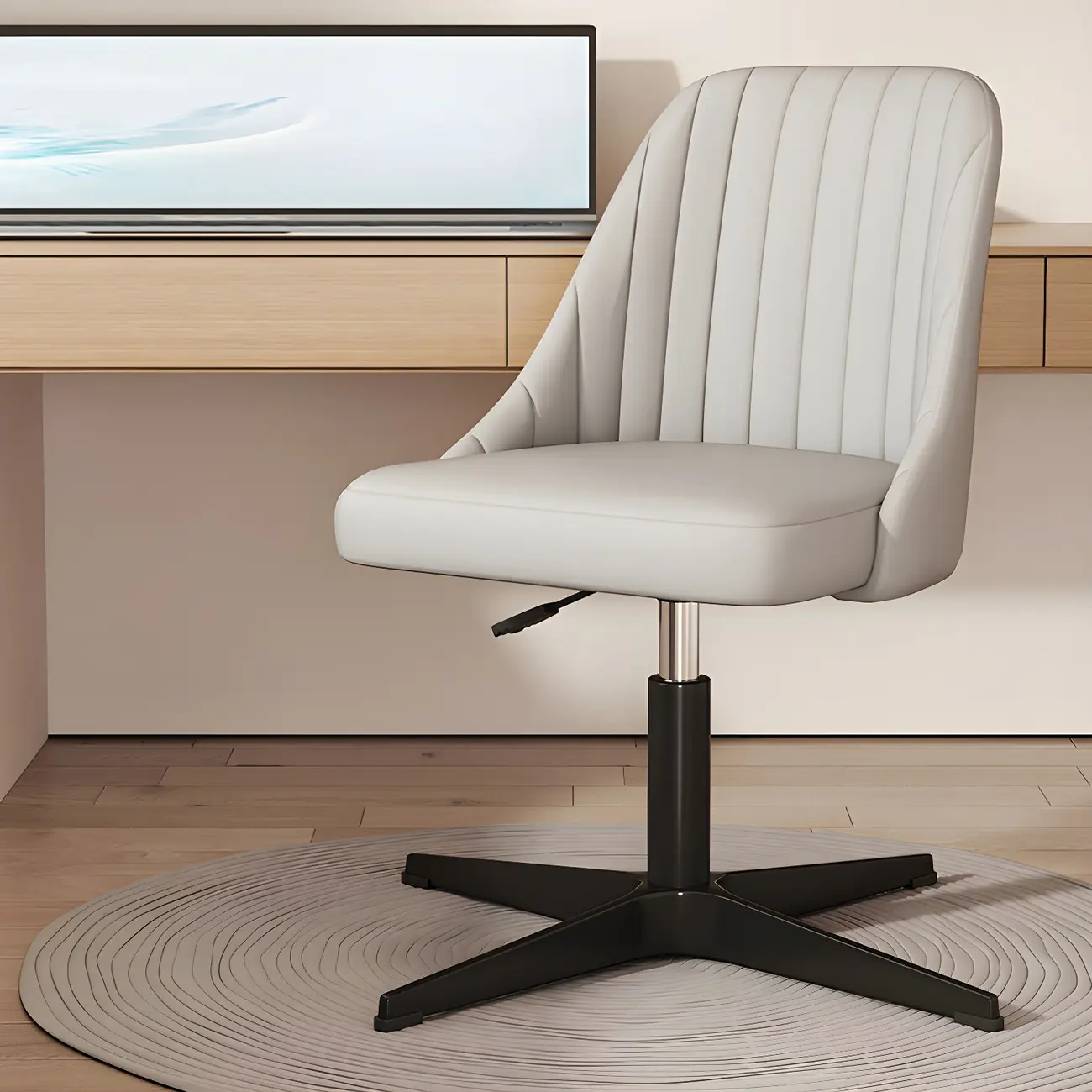Modern Beige Adjustable Swivel Office Chair
