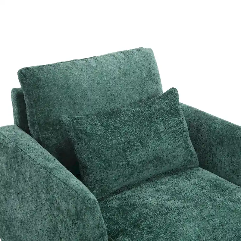 Emerald Modern 29.53  Chenille Upholstered Arm Chair with Solid Wood Frame and Pillows