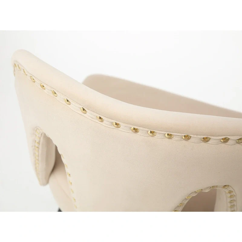 Modern Upholstered Dining Chairs with Nailheads and Metal Legs