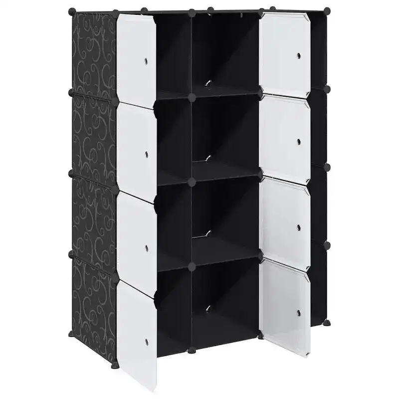 vidaXL Modular Cabinet Black and White Plastic and Chromed Steel
