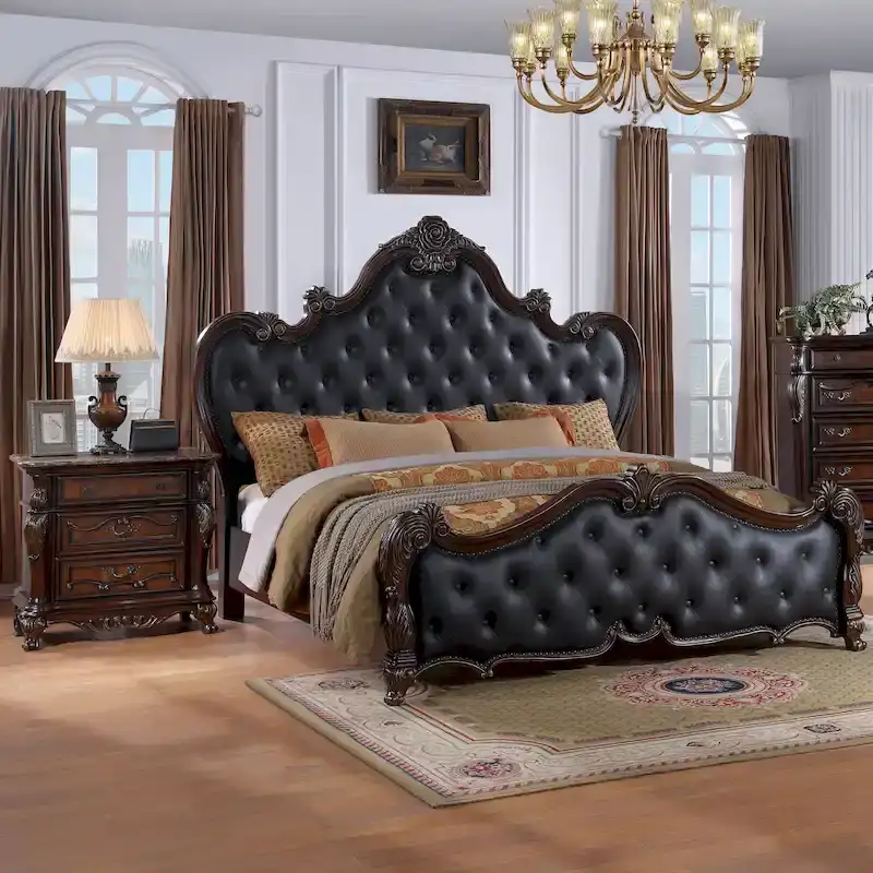 Furniture of America Eugene Traditional 3-Piece Solid Wood Panel Bedroom Set
