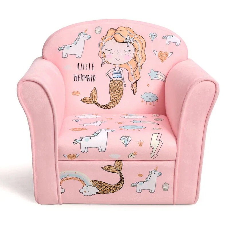 Pink Mermaid Kids Sofa Armchair for 1 Child (Ages 1–5)