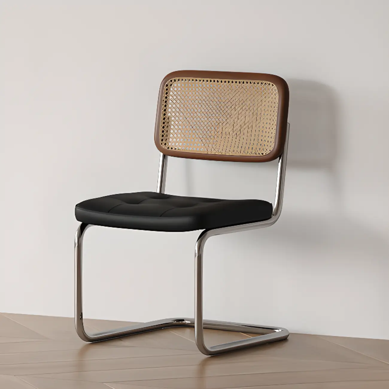 Scandinavian Tufted Leather Armless Dining Chair