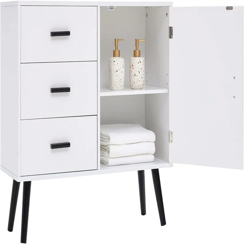 White / Grey / Natural / Rustic Brown Rattan Door Storage Cabinet with 3 Drawers — For 2
