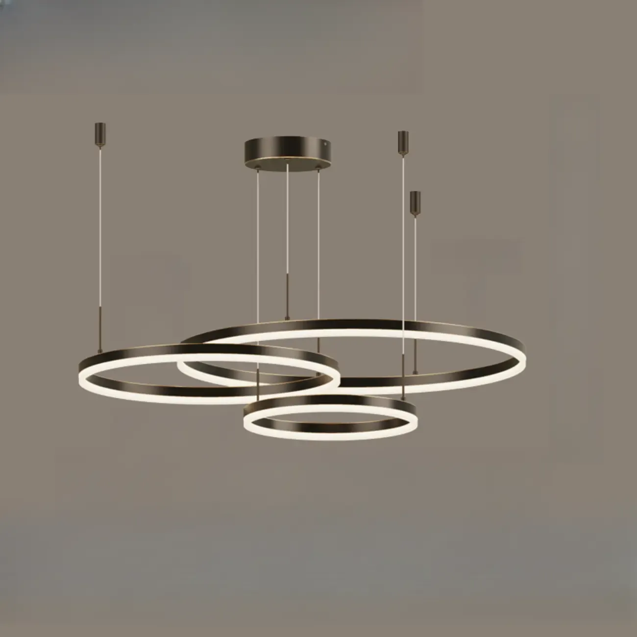 Modern Gold Multi-Circle Tiered Metal Ring LED Chandelier