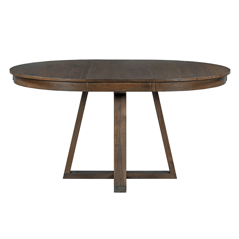 Walnut 5-Piece Wooden Dining Table Set with Expandable Round Table & 4 Chairs