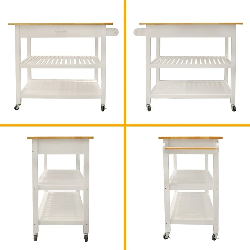 MDF Kitchen Cart with Two Lockable Wheels