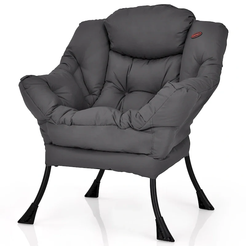Grey/Beige/Navy/Brown Fabric Accent Lounge Chair with Side Pocket, 1-Person