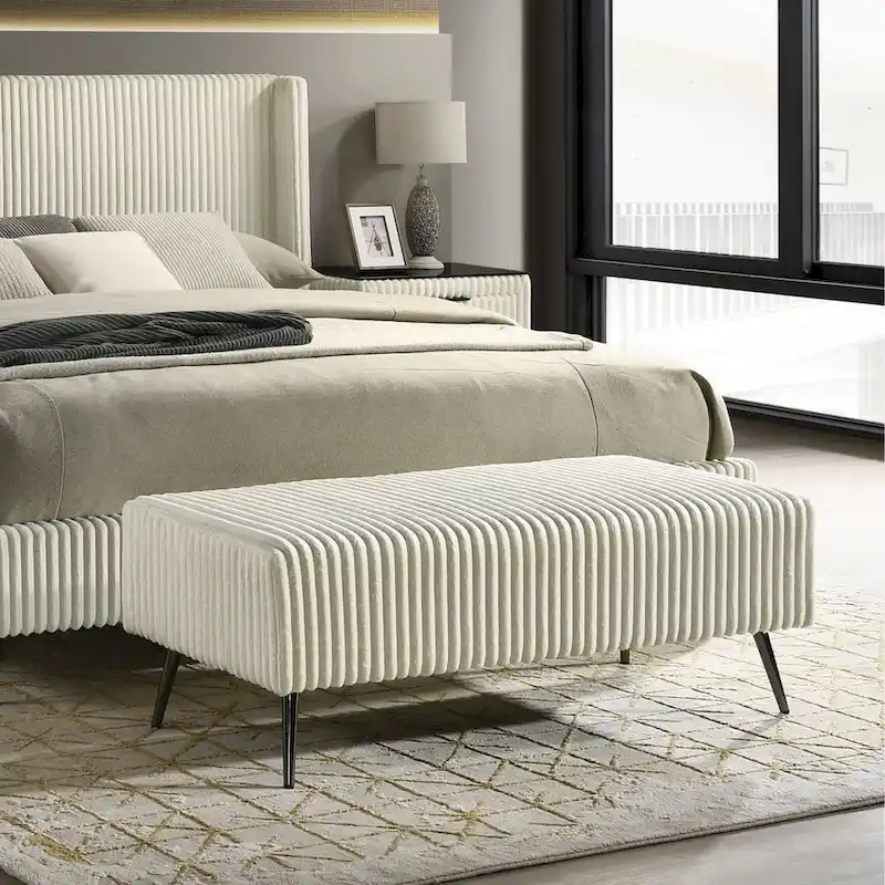 Roundhill Furniture Mavela Wide Wale Corduroy Upholstery Bench