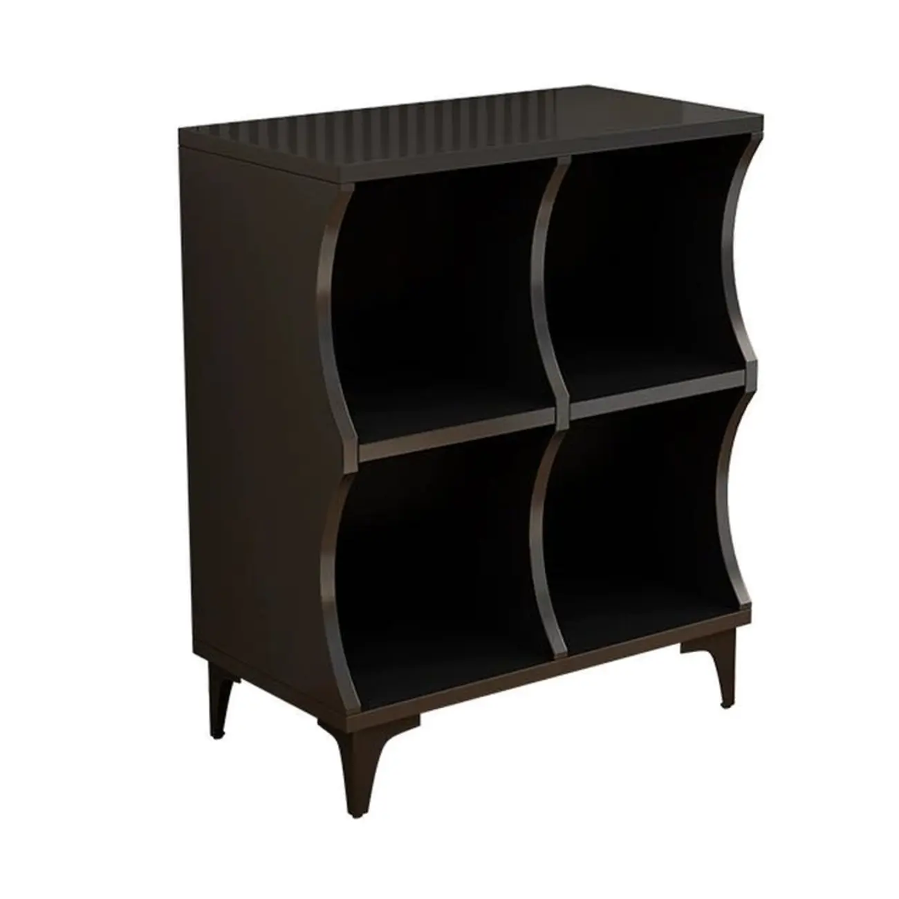Modern Black Wooden 2-Tier Modular Cube Bookcase